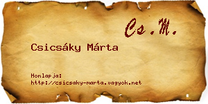 Csicsáky Márta névjegykártya